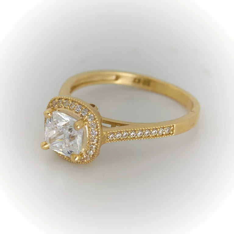 10k Gold Engagement Ring | Round ZC Stone for Women