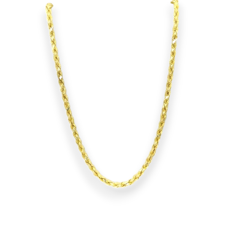 4 mm Round Rope Necklace in Hollow 10K Gold