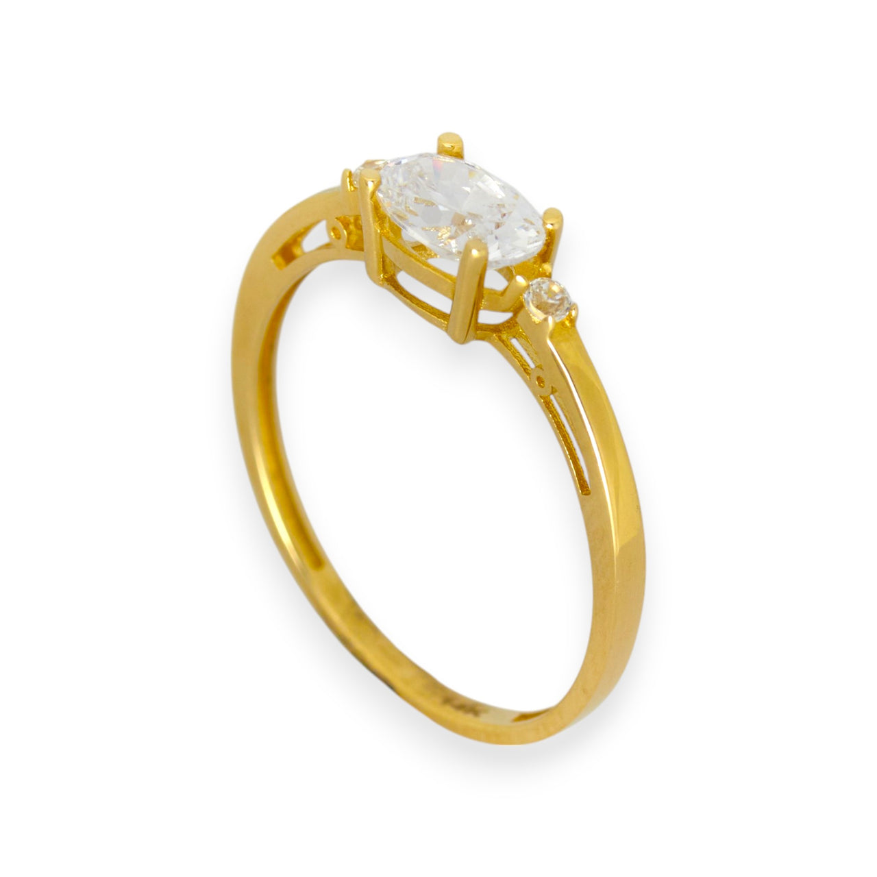 3 Stone Gold Engagement Ring – Elegant Simplicity in 14k Yellow Gold