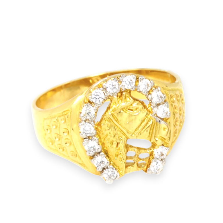 Horseshoe Horse Head Ring  Kamel Jewelry