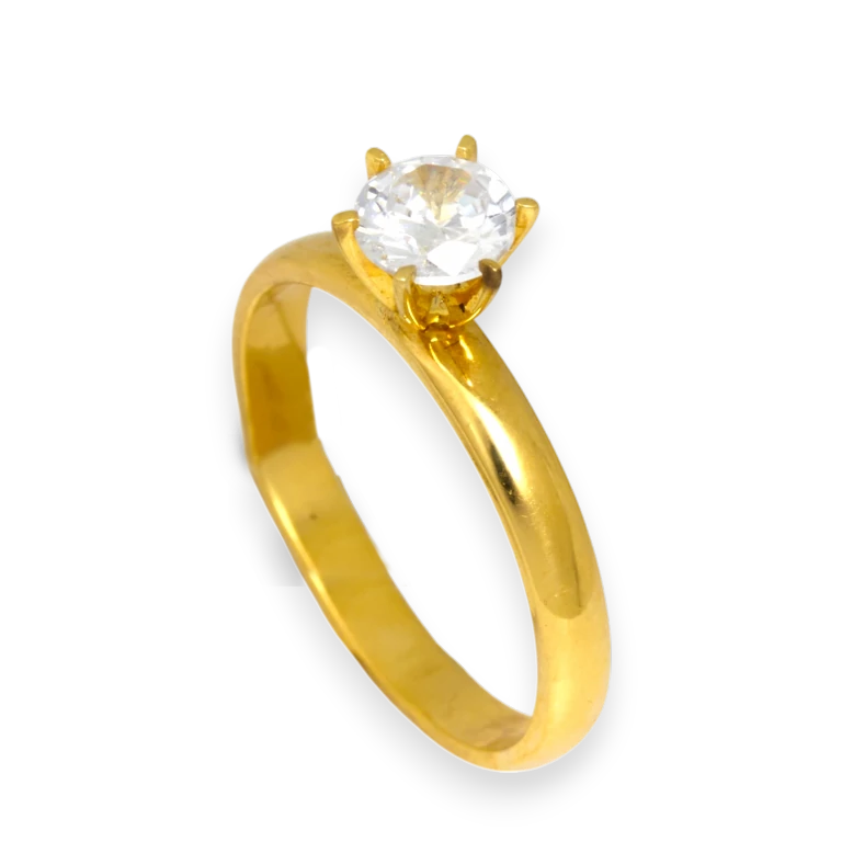 Solitaire Gold Ring - Simple 18k Gold