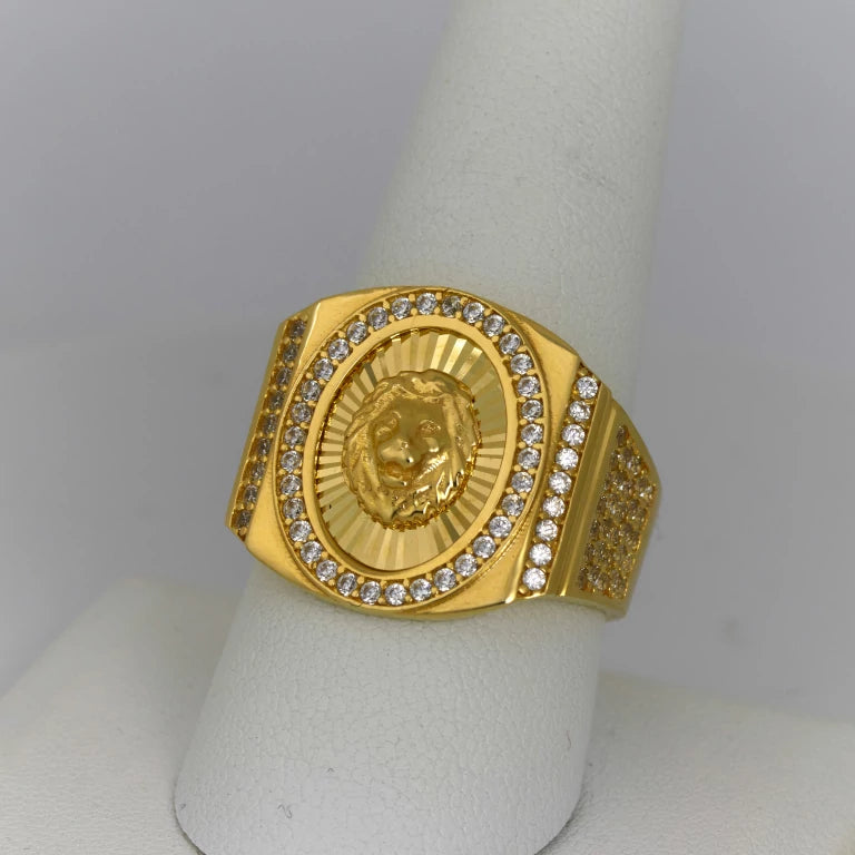 14k mens gold ring Head lion square 