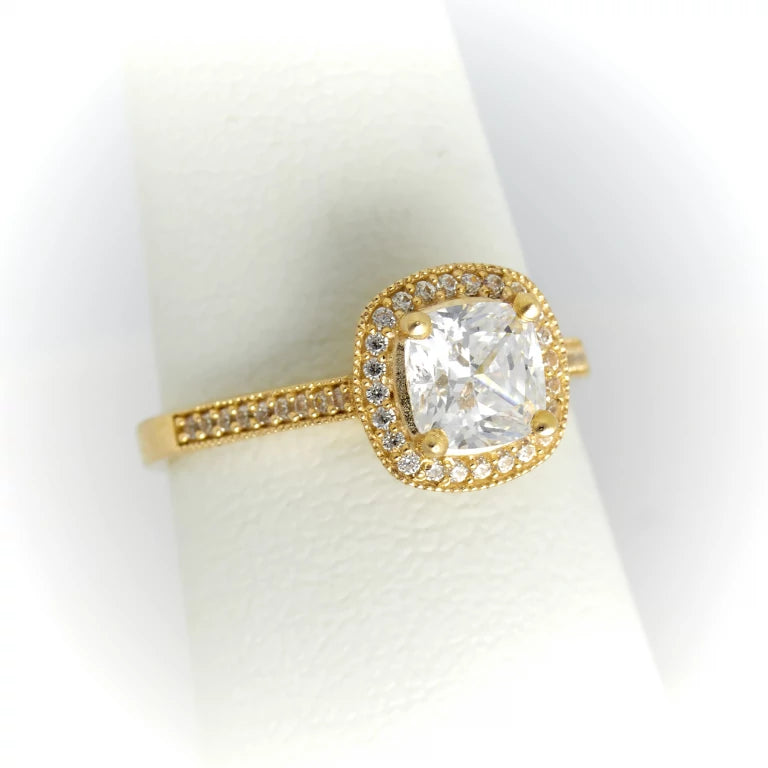 10k Gold Engagement Ring | Round ZC Stone for Women